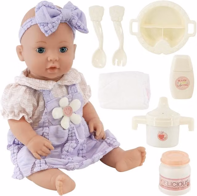 BiBi Doll Moving Eyes Baby Doll with Accessories in Purple