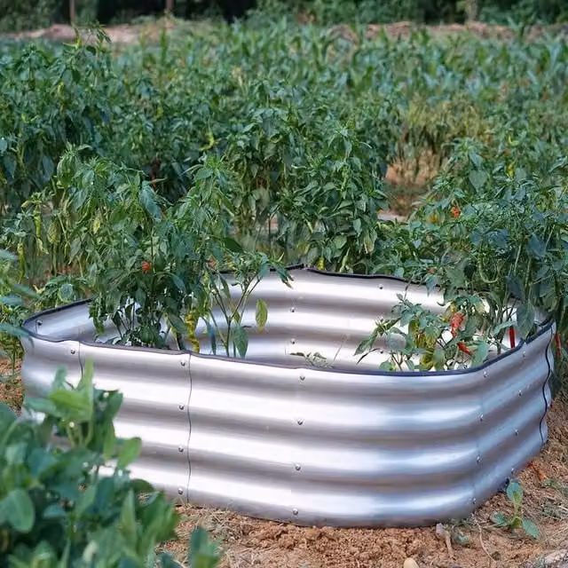 EONLION Galvanised Steel Square Raised Bed Planter in Silver, W/D/H: 120 x 30 x 30 cm – 1