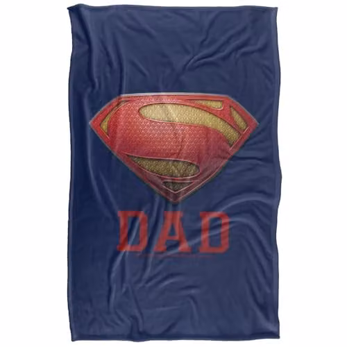 Warner Bros. Man of Steel Dad of Steel Super Soft Fleece Throw Blanket, Multicolour – 1