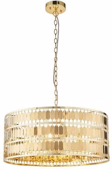 Loops Modern Dimmable Gold Metal Pendant Light with 5 E27 Bulb Holders and Adjustable Height
