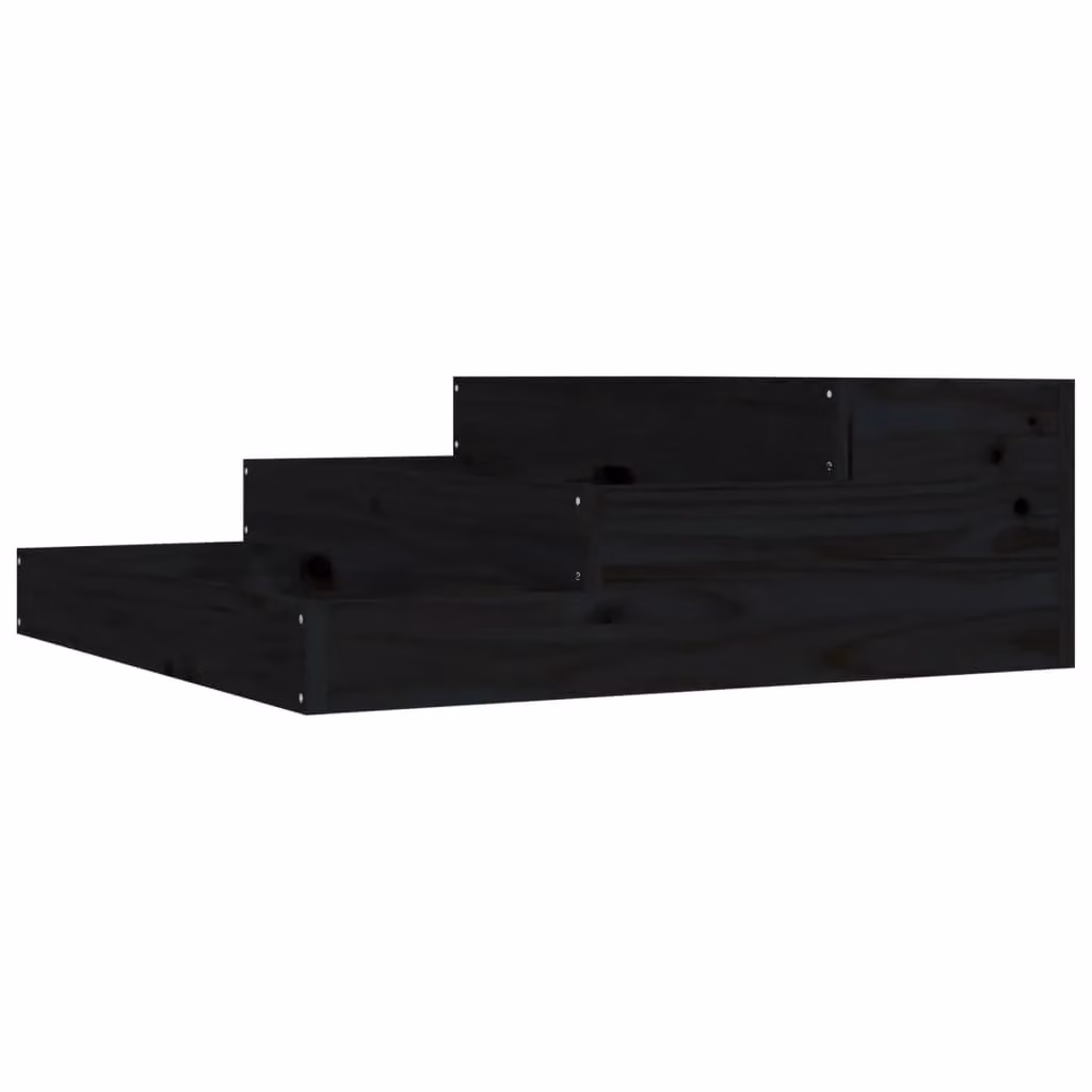 Berkfield Home Black Wooden Raised Bed Planter W: 78 cm, D: 78 cm, H: 27 cm – 2