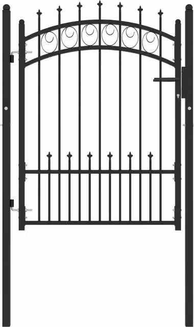 Berkfield Home Black Steel Spiked Swing Fence Gate, W: 100 cm, H: 125 cm