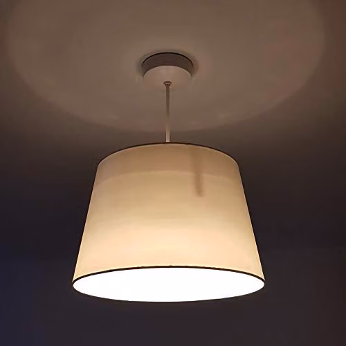 K LIVING Lights Linen Satin Drum Ceiling and Table Lamp Shade in Beige, Diameter: 30.48 cm – 2