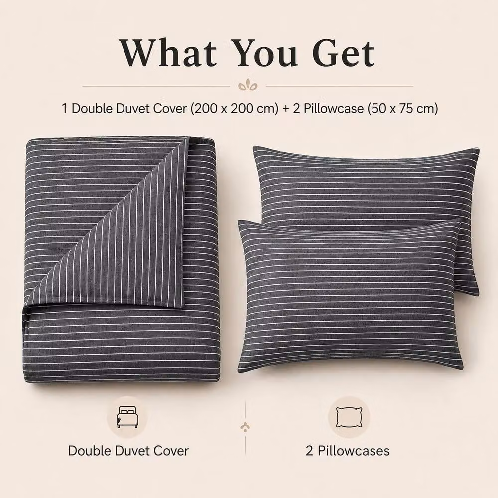 Grace Ultra Soft Reversible Microfibre Duvet Cover and Pillowcase Set in Grey, Double (140 x 200 cm) – 2