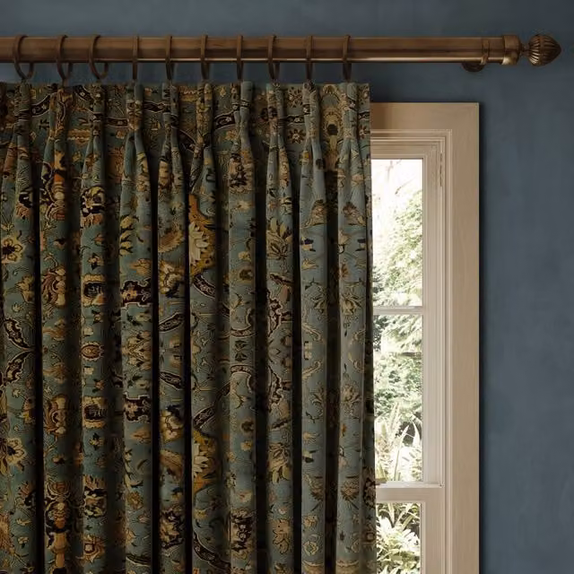 House of Hackney Zanjan Blue Velvet Fabric Curtain Panel