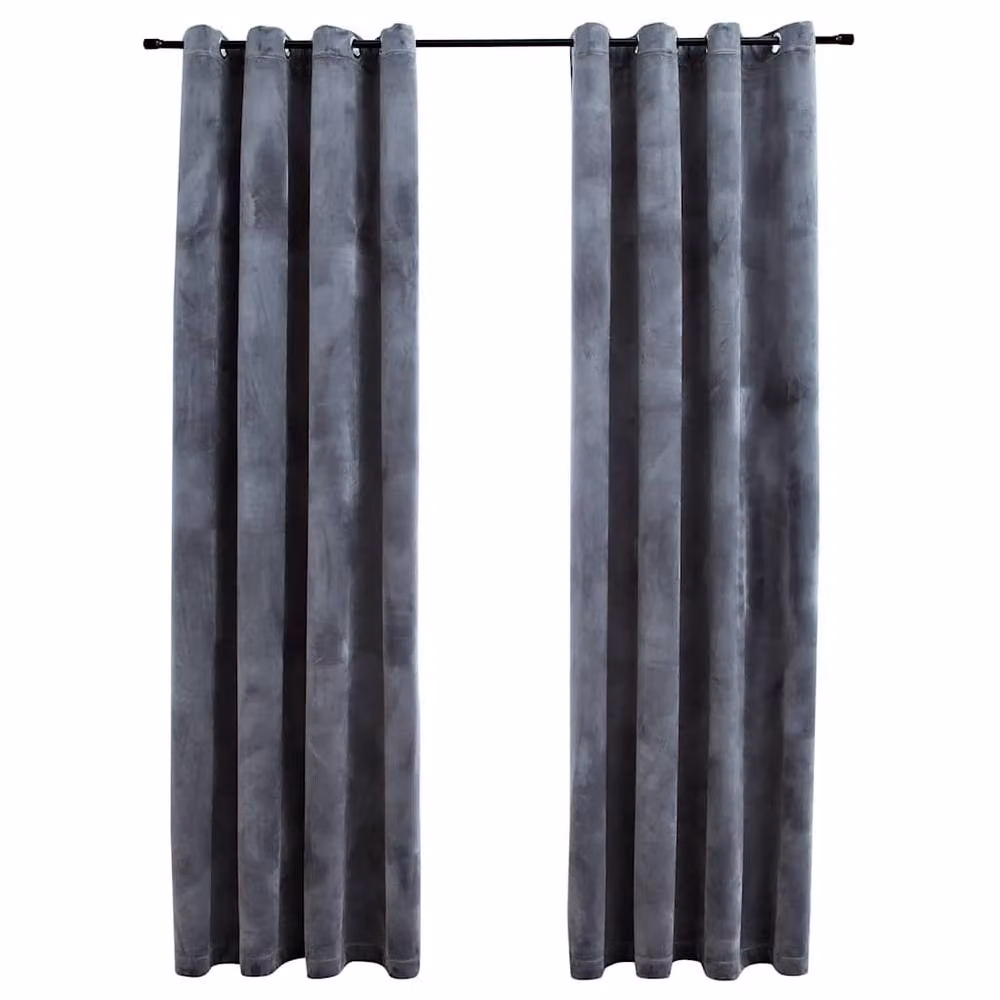 Berkfield Home Elegant Blackout Velvet Curtains with Eyelets, 2 Pack, Anthracite Grey, W: 140 cm, H: 225 cm – 3