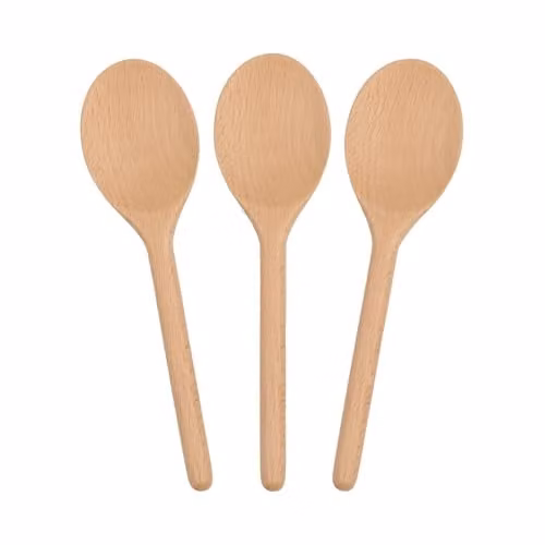 Argon Tableware Brown Wooden Cooking Spoons, Pack of 3, Heat Resistant and Non-Scratch