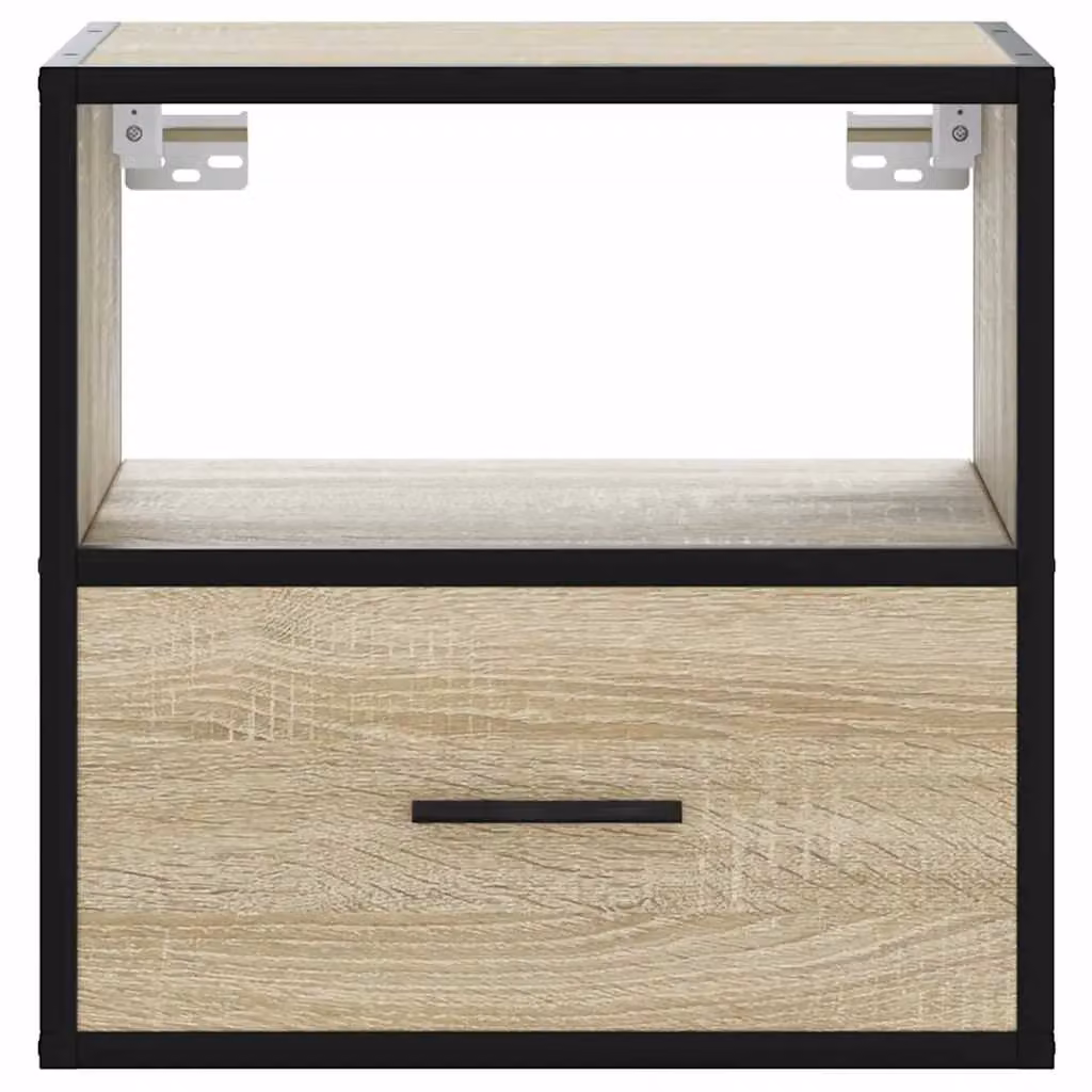 Berkfield Home Set of 2 Wall-mounted Bedside Cabinets in Sonoma Oak Brown, W: 40 cm, D: 31 cm, H: 39.5 cm – 4
