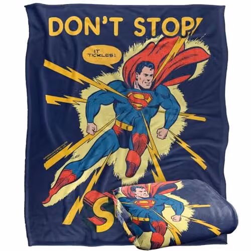Warner Bros. Superman It Tickles Super Soft Fleece Throw Blanket for Children, Multicolour, W: 152.4 cm x L: 152.4 cm – 1