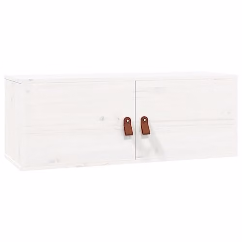 vidaXL White Solid Pine Wall Cabinet with Hinged Doors W/D/H: 80 x 30 x 30 cm