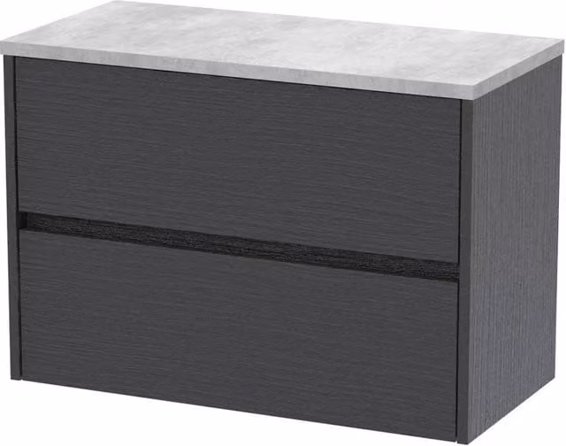 Balterley Chartley 2 Drawer Wall Hung Bathroom Vanity Unit, Graphite Grey, Width: 80 cm