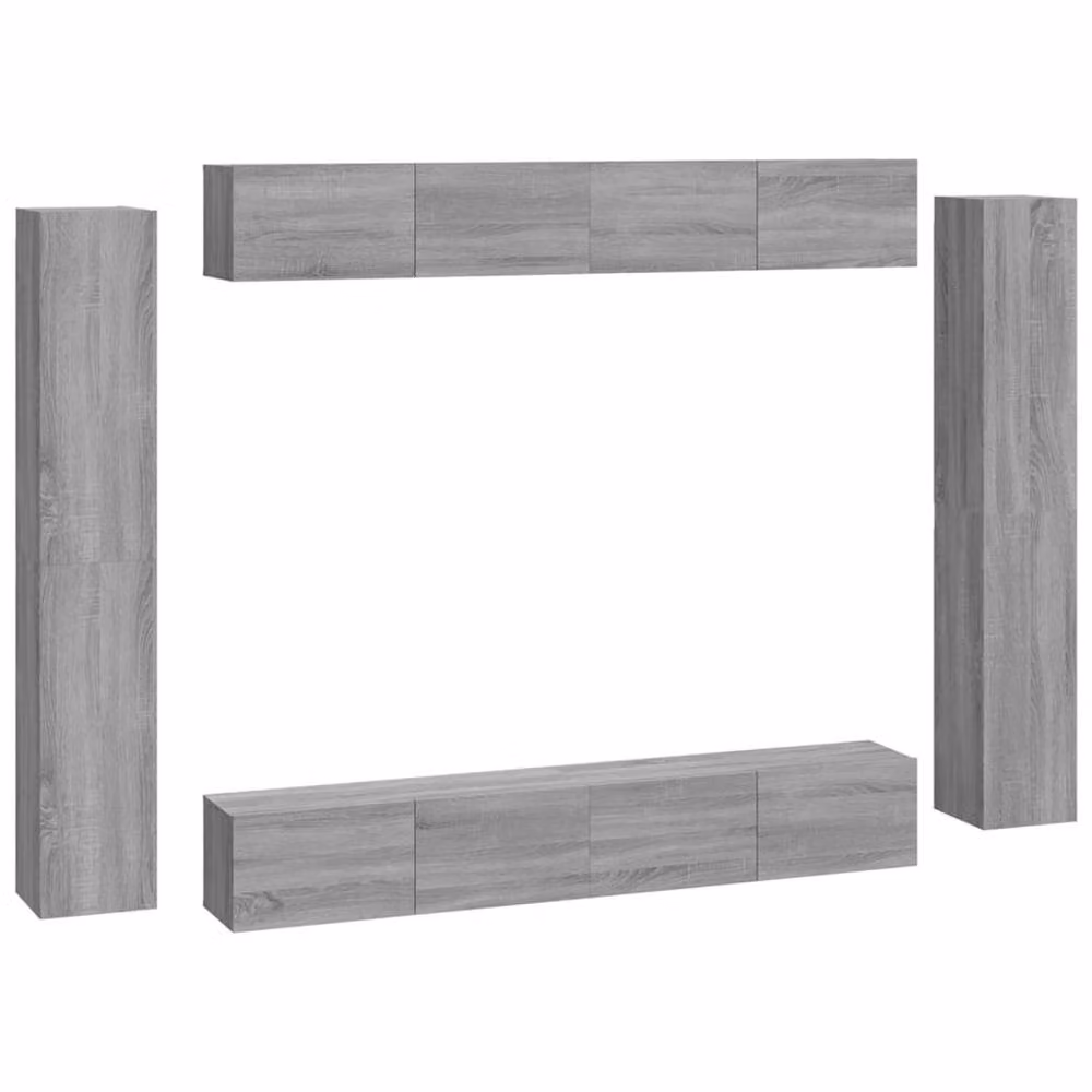 Berkfield Home 8 Piece Grey Sonoma Engineered Wood TV Cabinet Set – 2