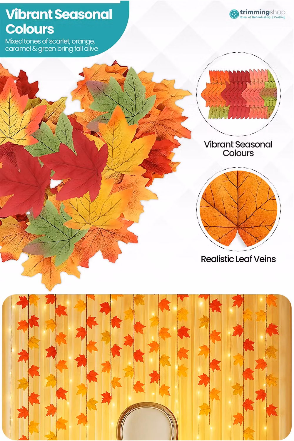 Neel Blue Multicolour Artificial Autumn Maple Leaves, 100pcs Polyester Textile Foliage – 4
