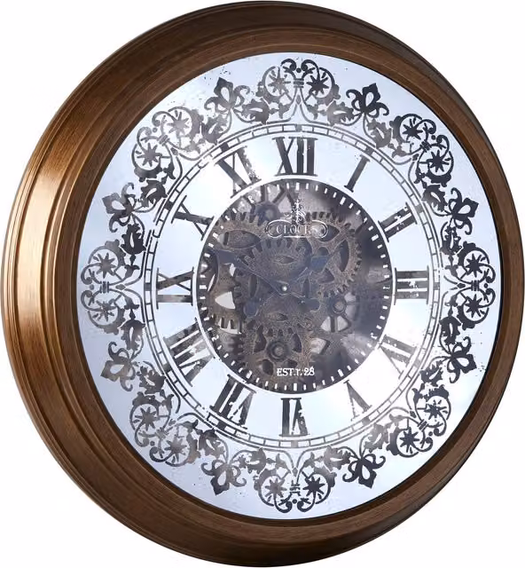 Cayton Gold Round Industrial Wall Clock, Diameter: 70 cm