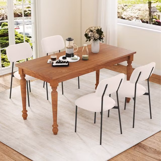 Costway Set of 4 Modern Upholstered Fabric Kitchen and Dining Chairs in White, Beige or Black