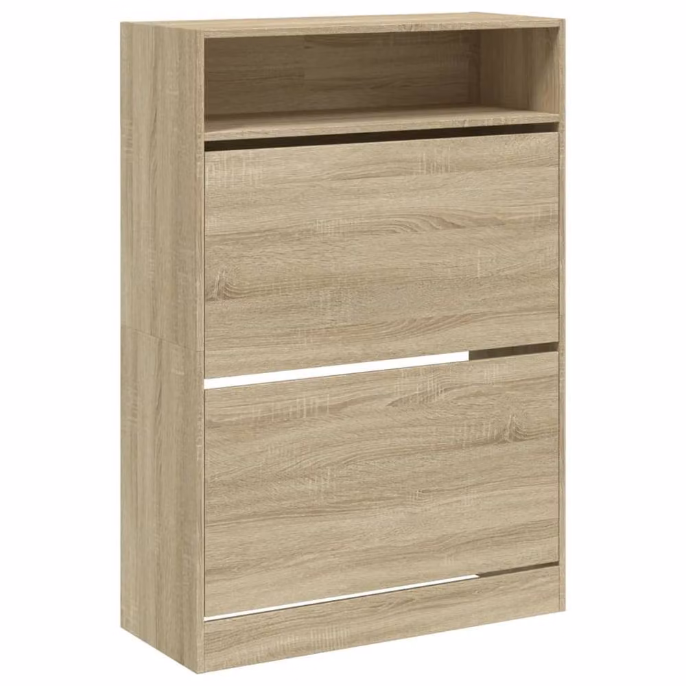 Berkfield Home Sonoma Oak Shoe Cabinet in Light Brown with 2 Tilting Compartments, W: 80 cm, D: 34 cm, H: 116 cm – 2