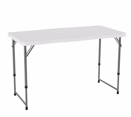 LIFETIME Height Adjustable Craft Camping and Utility Folding Table, White, W: 182.8 cm x D: 61 cm x H: 76.2-91.4 cm