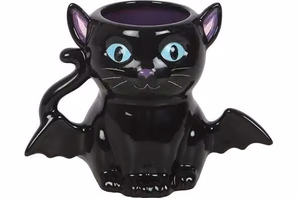 KDMD Cute and Creepy Bat Cat Ceramic Mug, Black, 500 ml – 2