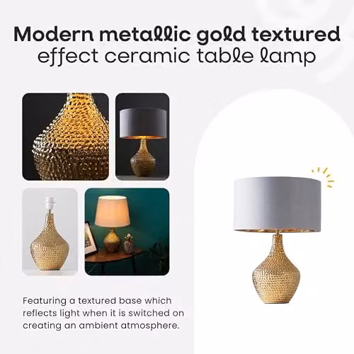 ValueLights Bailey Modern Gold Ceramic Table Lamp Base – 2