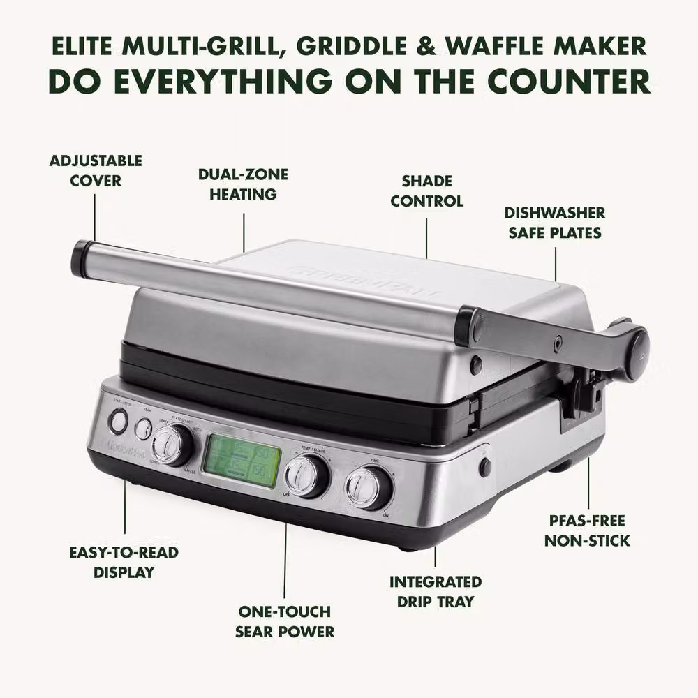 GreenPan Elite 6-in-1 Grill with Ceramic Non-Stick Coating in Silver – 4