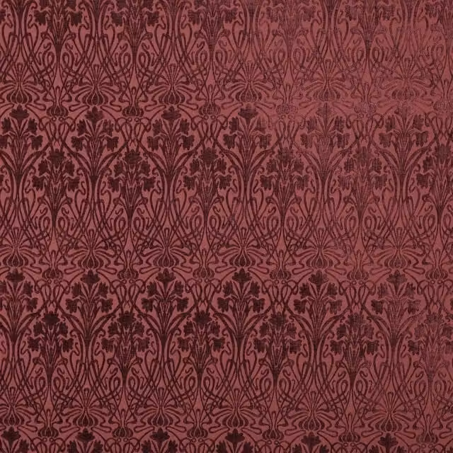 iLiv Tiverton Carmine Red Floral Fabric with Chenille and Velvet Textures