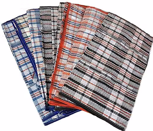 KAV Pack of 10 Multicolour Reusable Nylon Laundry and Storage Bags with Handles and Zipper Closure, W/D/H: 40 x 40 x 20 cm – 3