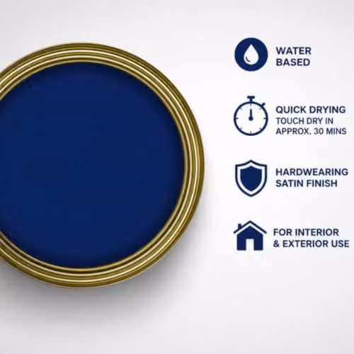 Rustins Quick Drying Opaque Satin Wood Paint, Blue, 250 ml – 3