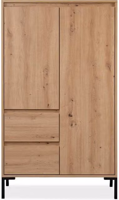CALICOSY PLOCK Highboard with 2 Doors, 2 Drawers and 2 Shelves in Light Brown, H 139 cm, W 47.5 cm, D 40 cm, D 40 cm – 1
