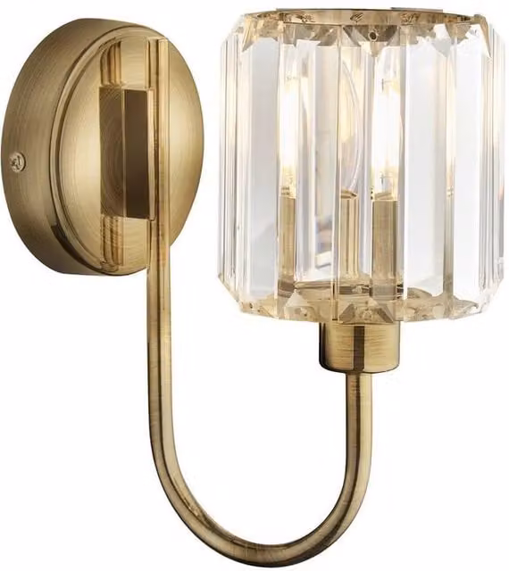 Netlighting Berenice Glass Shade Wall Lamp in Gold and Antique Brass