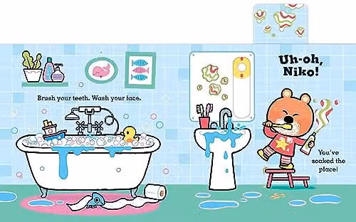 Uh-Oh, Niko: Bedtime: a push, pull and slide story by Ladybird, Multicolour Paper Book – 2