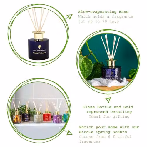 Nicola Spring Patchouli & Rosewood Scented Reed Diffuser Set, Pack of 3, 200ml, Blue – 2