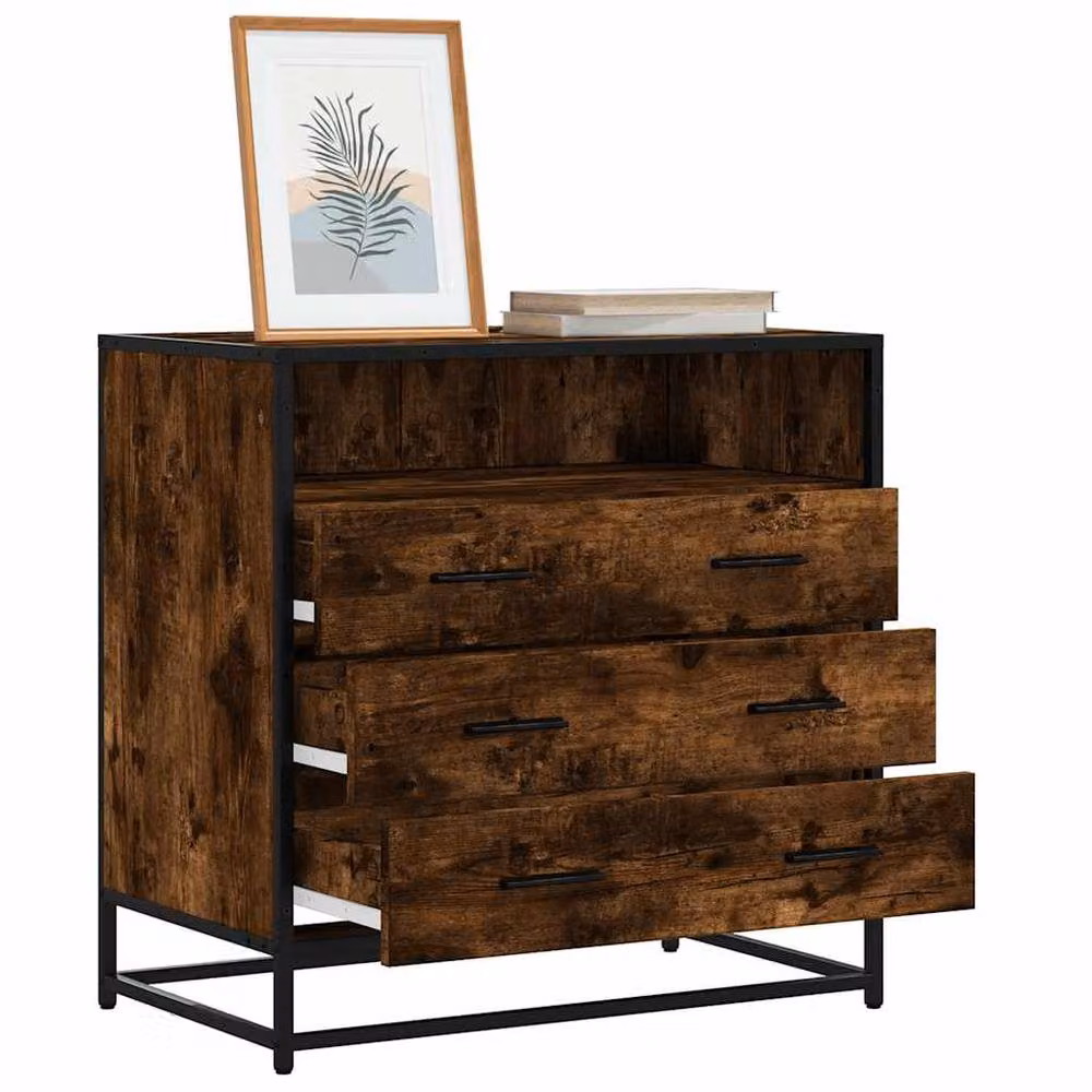 Berkfield Home Elegant Drawer Cabinet in Smoked Oak Brown, W/D/H: 70 x 41 x 70 cm – 2
