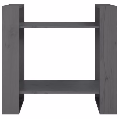 vidaXL Grey Solid Wood Pine Book Cabinet and Room Divider, W: 60 cm, D: 35 cm, H: 57 cm – 4