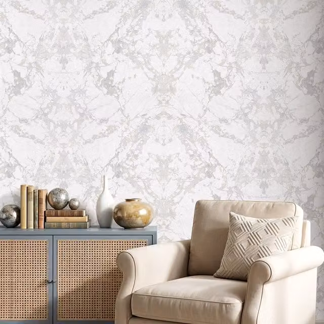 Lifeideas 3D Embossed Non-Woven Abstract Pearlescent Wallpaper in Grey