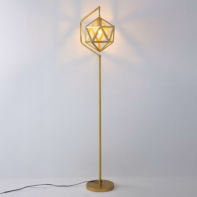 Livingandhome Modern Gold Floor Lamp with Hexagon Shade