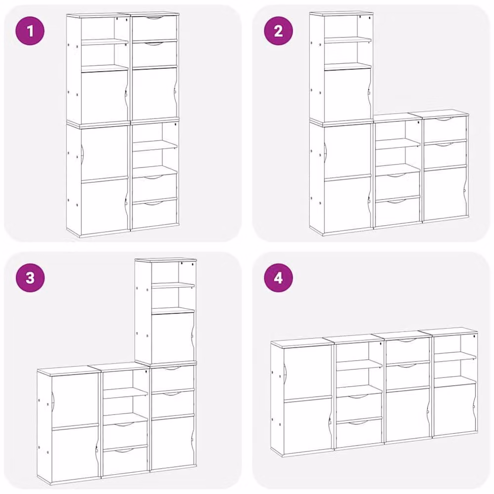 Berkfield Home ODDA Side Cabinets, Set of 4, Brown Solid Wood Pine, W/D/H: 40 x 24 x 79 cm – 3