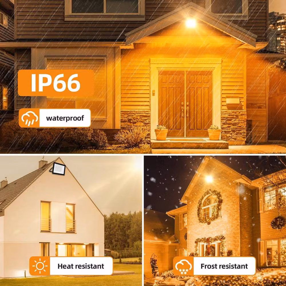 SPETLEK 2 Pack 100W LED Outdoor Flood Lights in Black Aluminium for Garden and Yard – 6