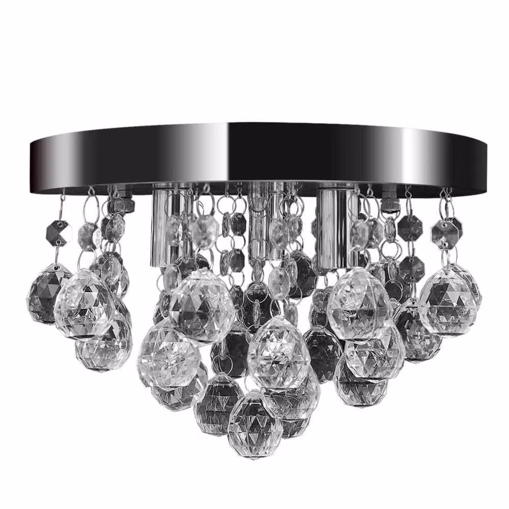 Berkfield Home Crystal Design Pendant Ceiling Lamp in Chrome and Silver – 2