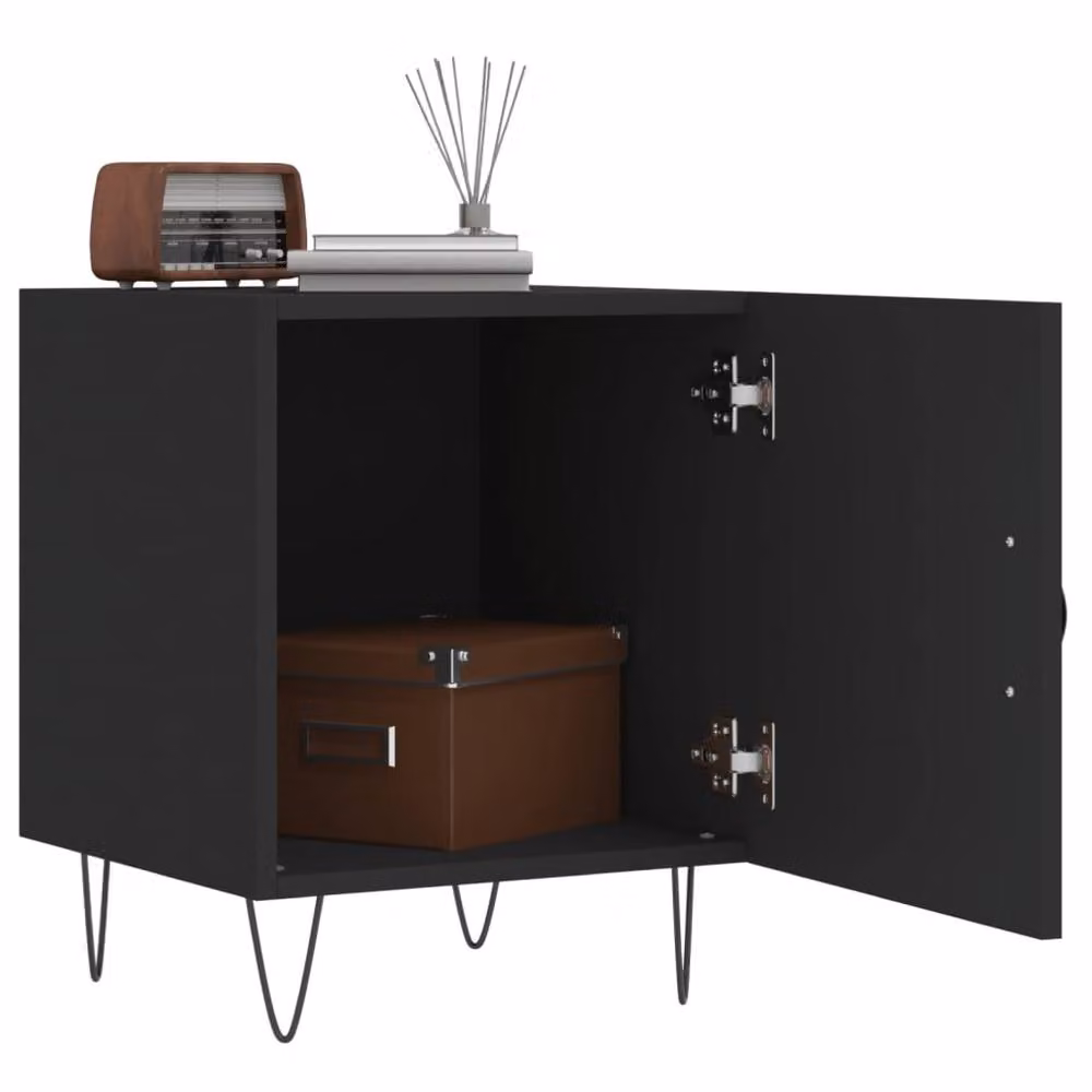 Berkfield Home Set of 2 Modern Black Bedside Cabinets in Engineered Wood, W/D/H: 40 x 40 x 50 cm – 2