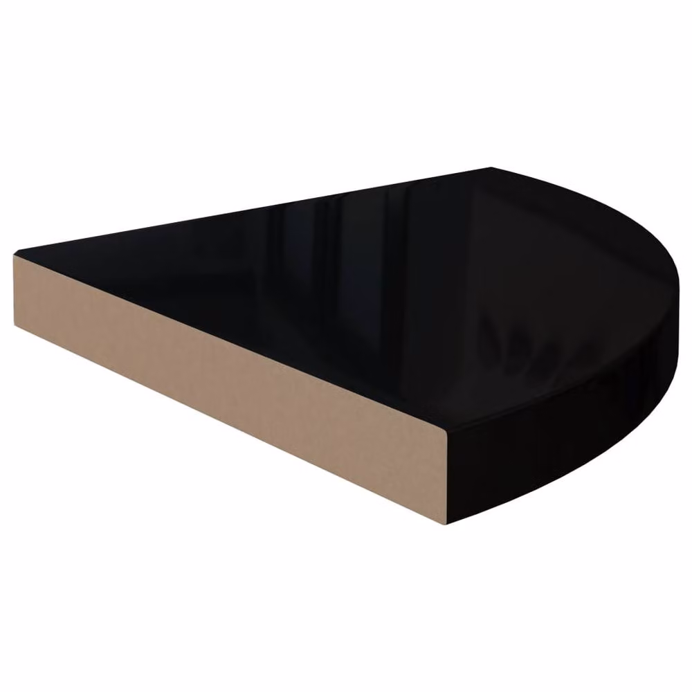 Berkfield Home Durable Floating Corner Shelves, 2 Pack, High Gloss Black, W/D/H: 35 x 35 x 3.8 cm – 4