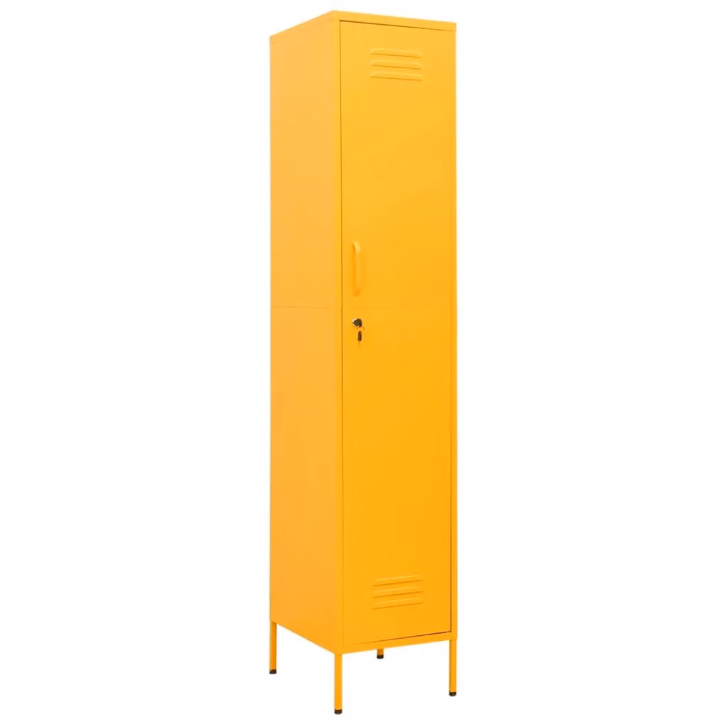 Berkfield Home Modern Metal Locker Cabinet in Mustard Yellow, W/D/H: 35 x 46 x 180 cm – 2