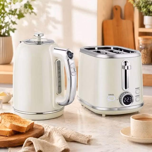 STILVORA Kettle and Toaster Set with Temperature Control in Beige – 1