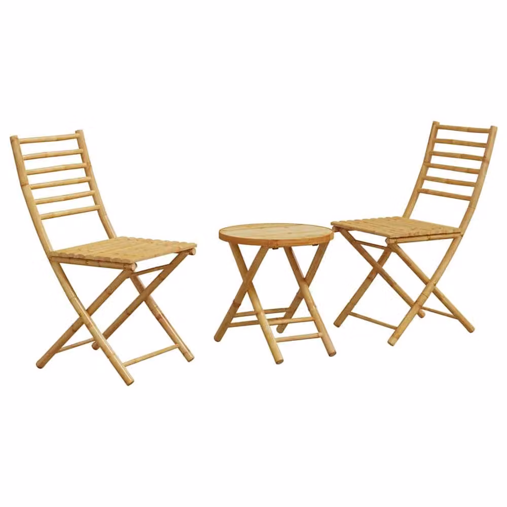 Berkfield Home Beautiful 3 Piece Bamboo Bistro Set in Brown – 2