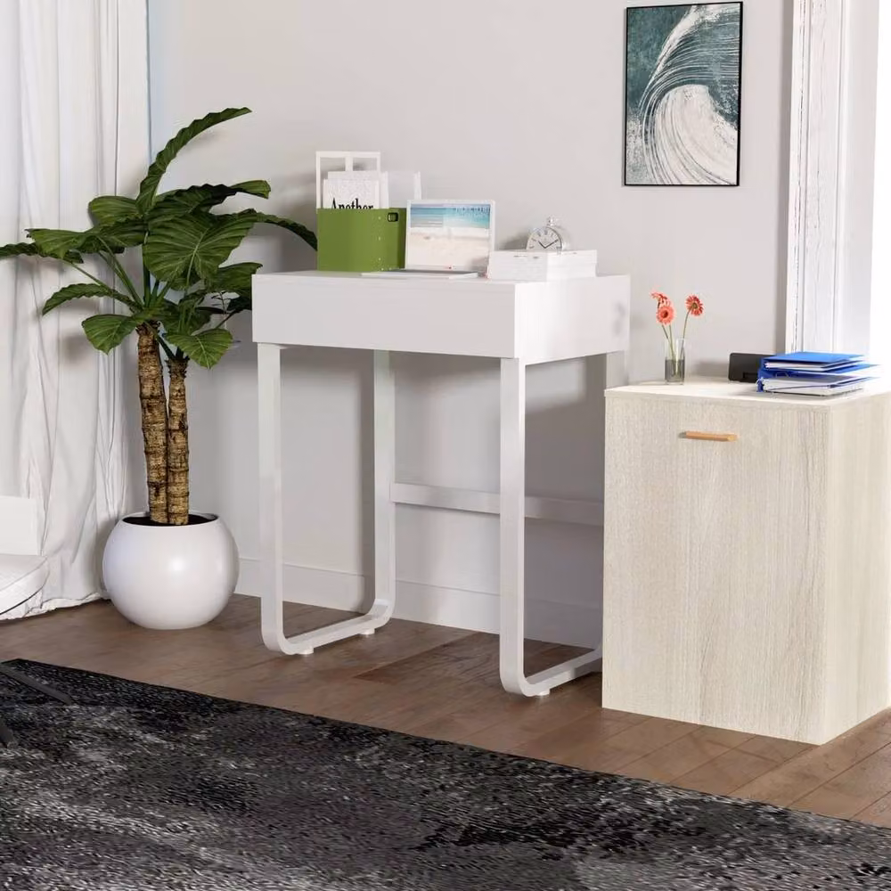 KORVIXA White Modern Corner Desk with Drawers for Home Office or Bedroom, W/D/H: 120 x 60 x 76 cm – 2
