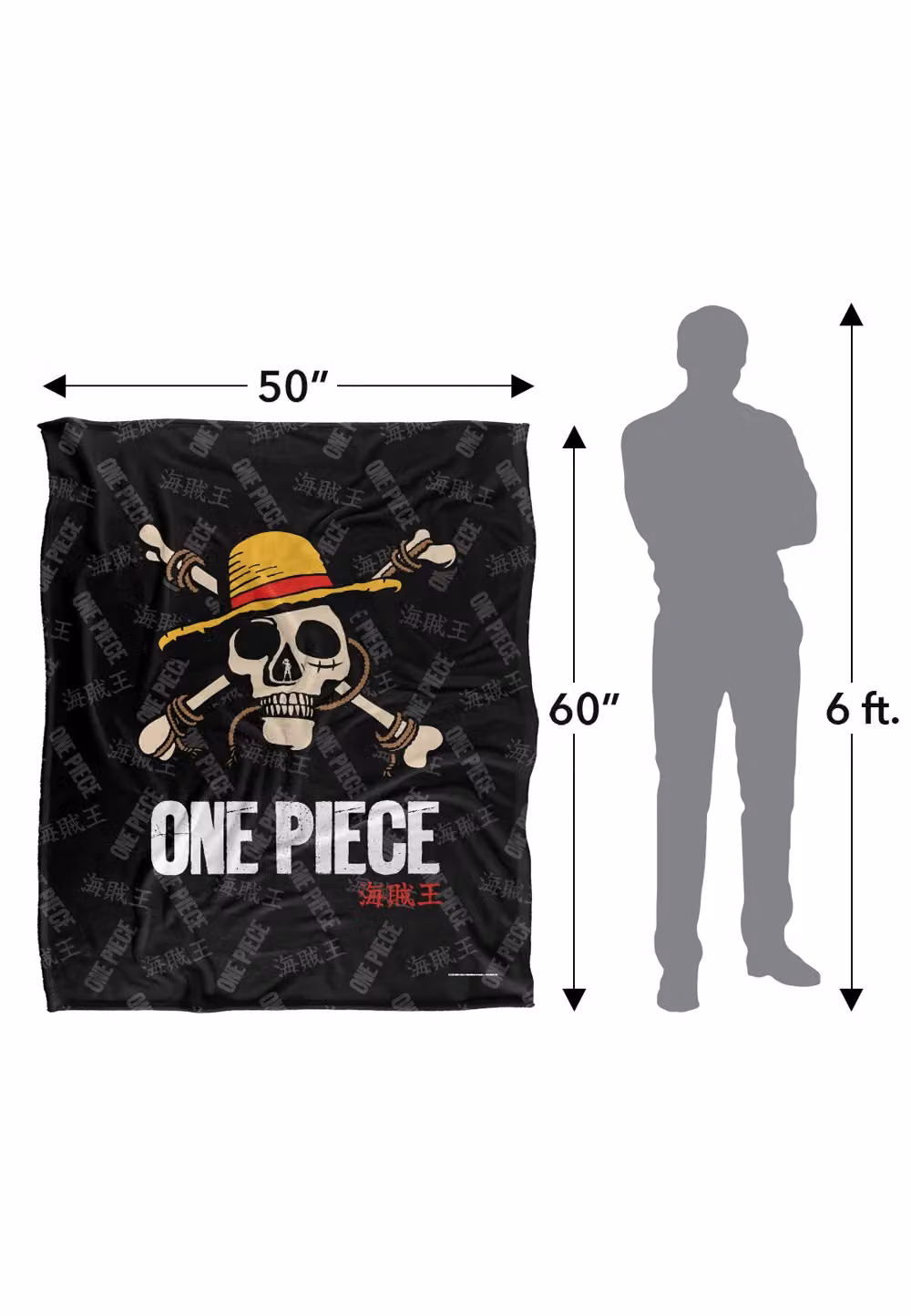 Netflix One Piece Jolly Roger Logo Officially Licensed Super Soft Fleece Throw Blanket in White, W/D/H: 152 x 127 cm – 7