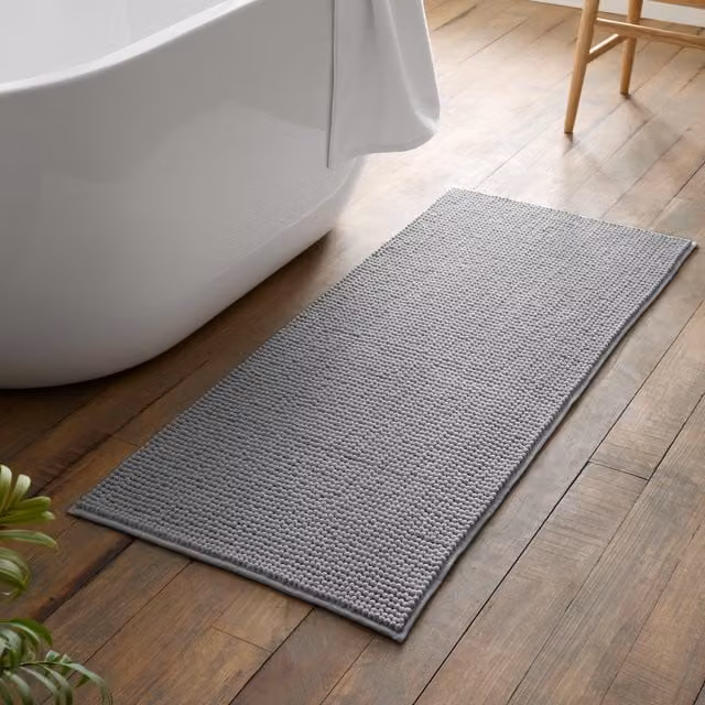 Catherine Lansfield Bobble Bath Runner Silver Grey W/D/H: 120 x 50 cm – 1
