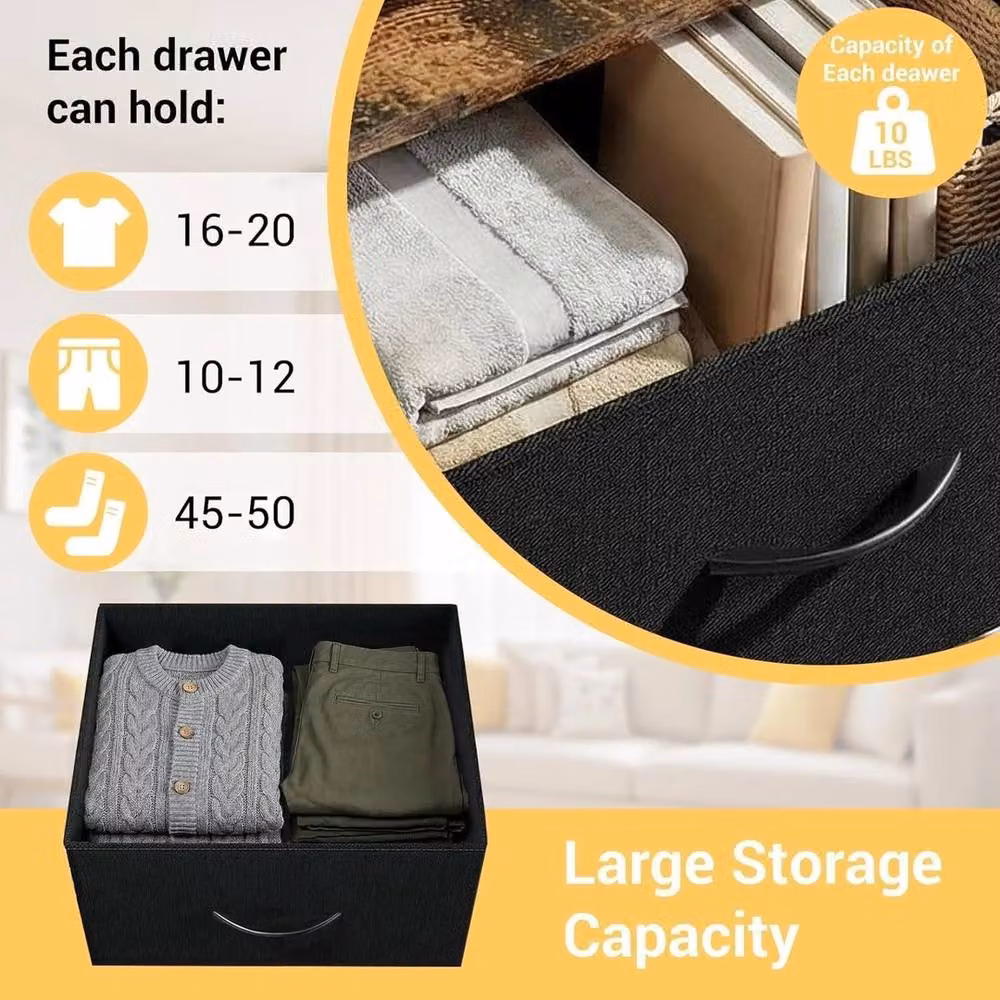FORGEVIO 3-Drawer Black Metal Bedroom Chest of Drawers Storage Organiser – 6