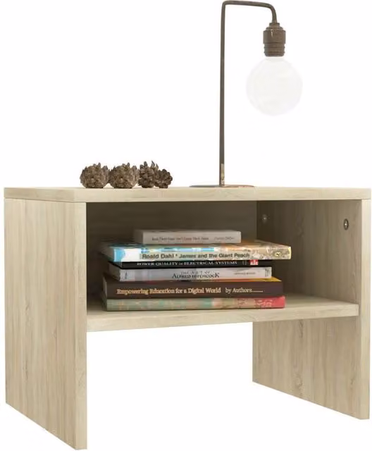 Berkfield Home Elegant Bedside Cabinets, 2 Piece Set in Sonoma Oak and Light Tan, W/D/H: 40 x 30 x 30 cm – 1