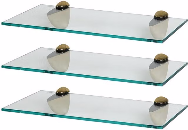 Harbour Housewares Gold Floating Glass Wall Mounted Shelf, Width: 40 cm