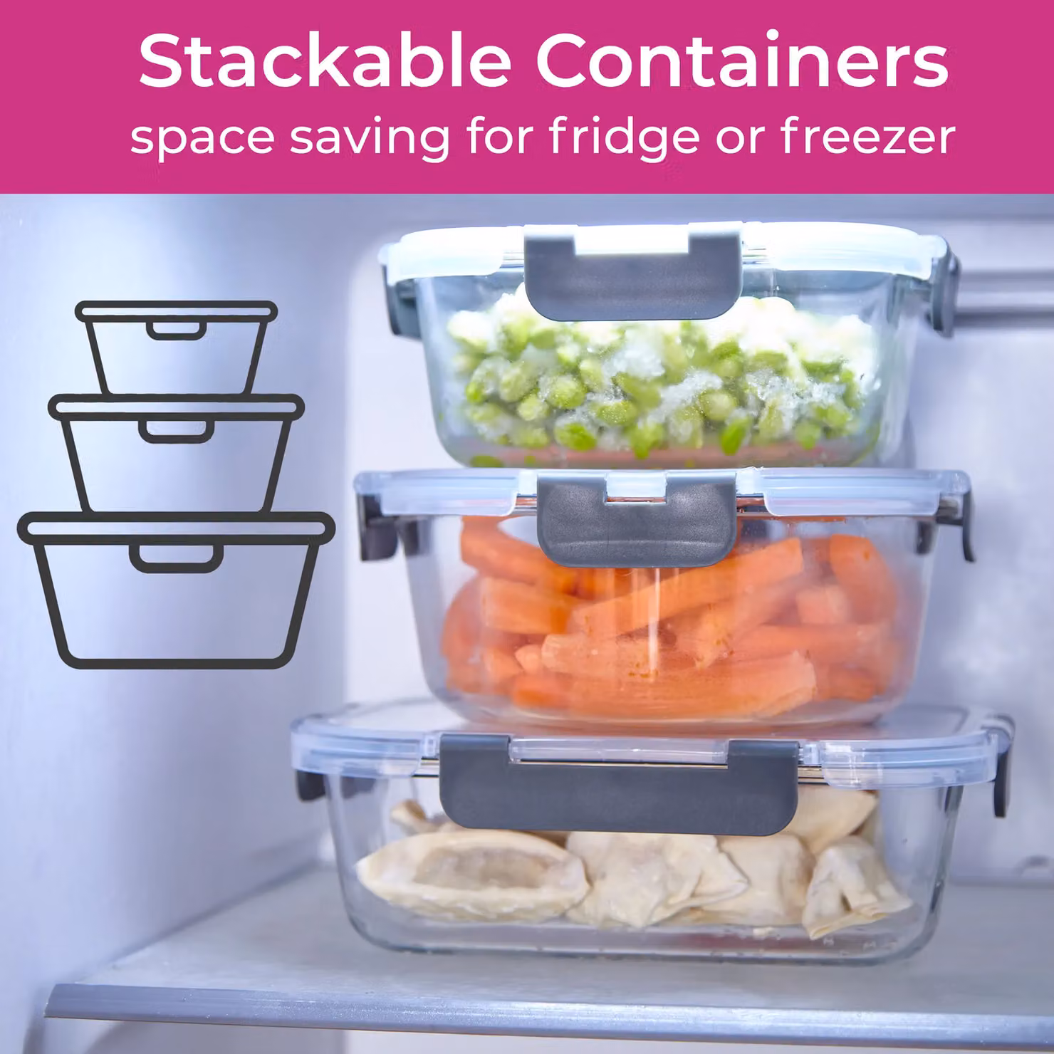 Neo 10 Piece Airtight Glass Food Storage Set with Lids in Dark Grey and Transparent – 4